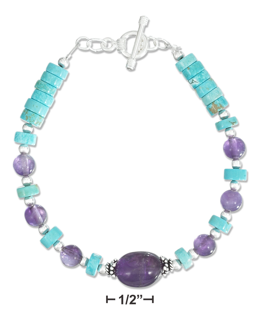 Amethyst and Turquoise Beaded 7.5