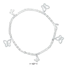 Load image into Gallery viewer, Italian Dangling Butterflies 10&quot; Anklet
