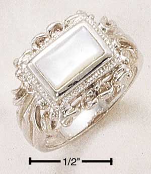 Emerald-Shaped Mother-of-Pearl Ring