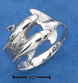 Two Dolphin Nose-to-Tail Ring