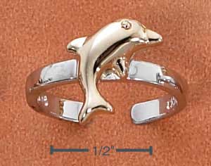 Two Tone Dolphin Toe Ring