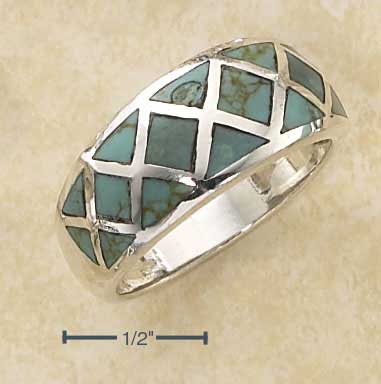 Cross Hatch Turquoise Inlay Ring