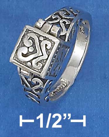 Prayer Box Ring w/ Scrolled Shank