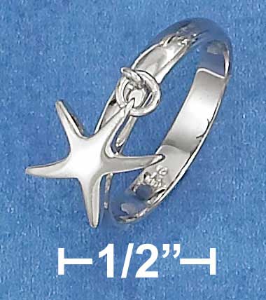 Sterling Silver Dangling Starfish Ring