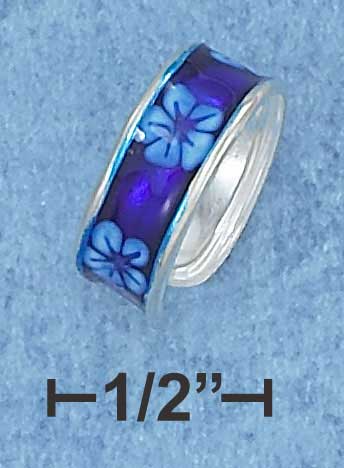 Blue Enamel Flowers Toe Ring